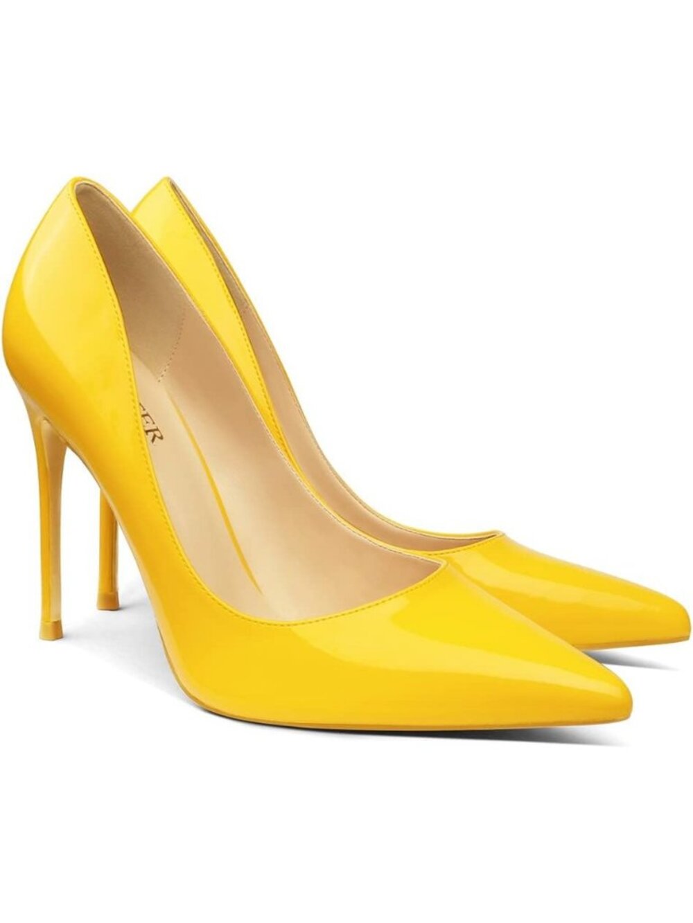 Women's Yellow Pumps Pointed Toe Slip On Stiletto High Heels Formal Dressy Shoes